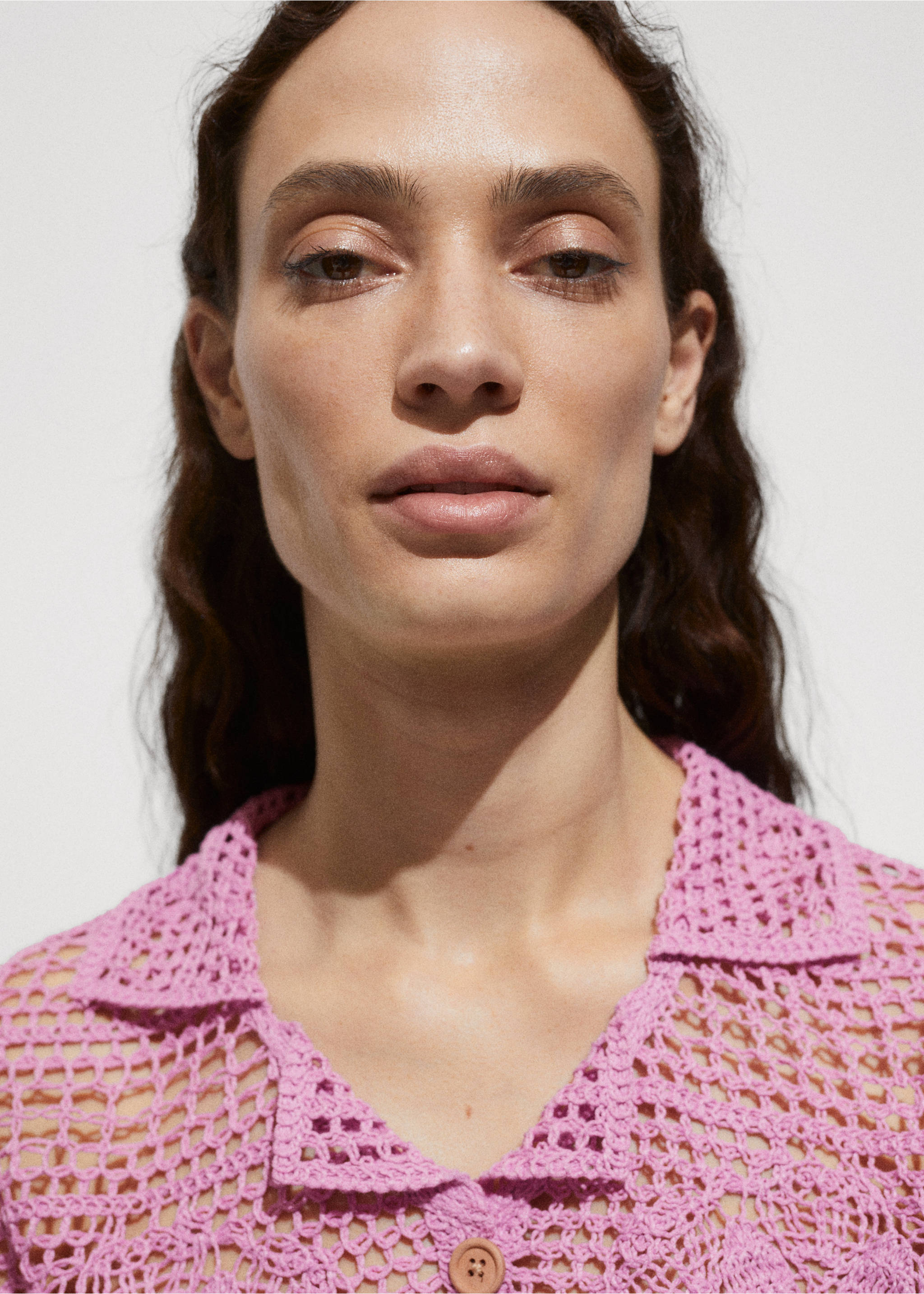 Crochet shirt with flowers - Details of the article 1, Light/Pastel Purple. Ref: 77090339-00.