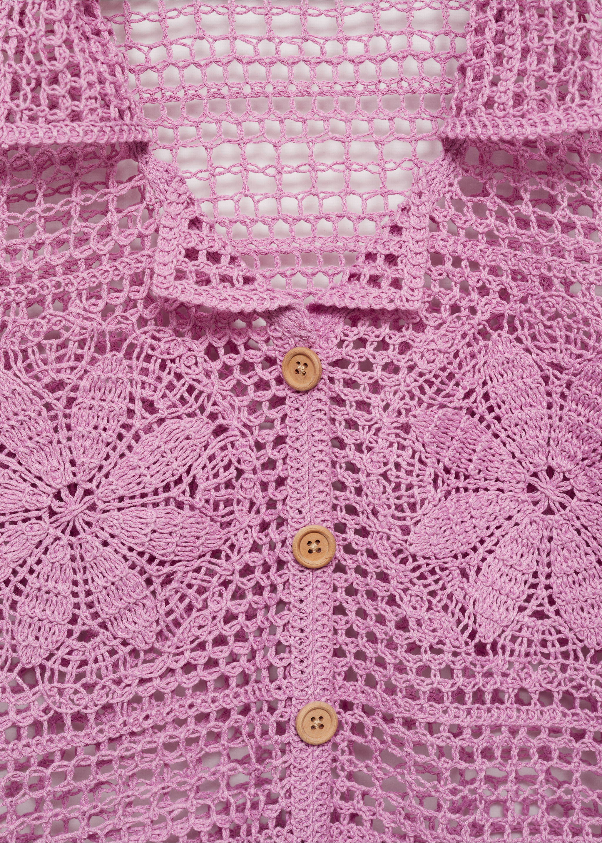 Crochet shirt with flowers - Details of the article 8, Light/Pastel Purple. Ref: 77090339-00.