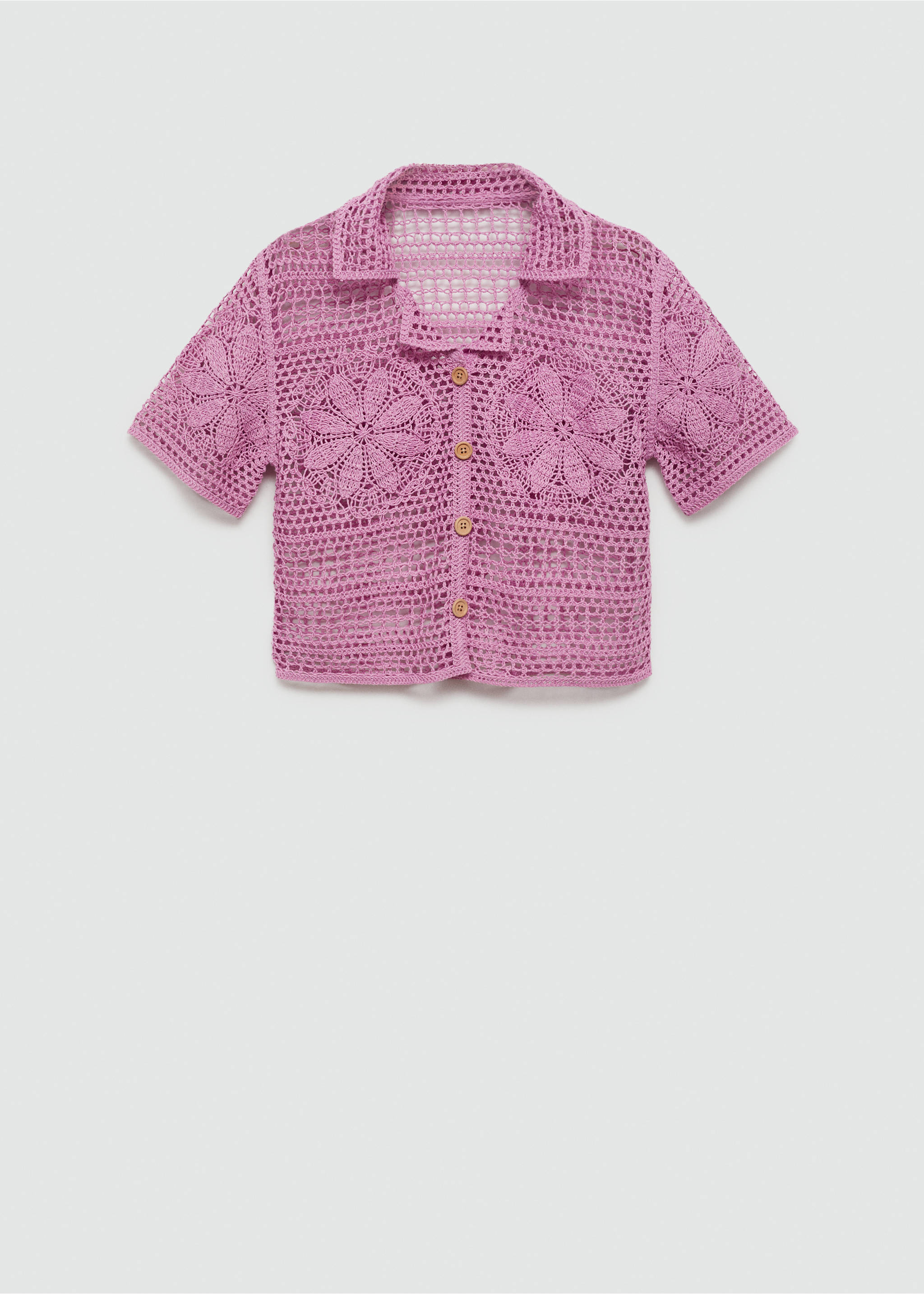 Crochet shirt with flowers - Article without model, Light/Pastel Purple. Ref: 77090339-00.