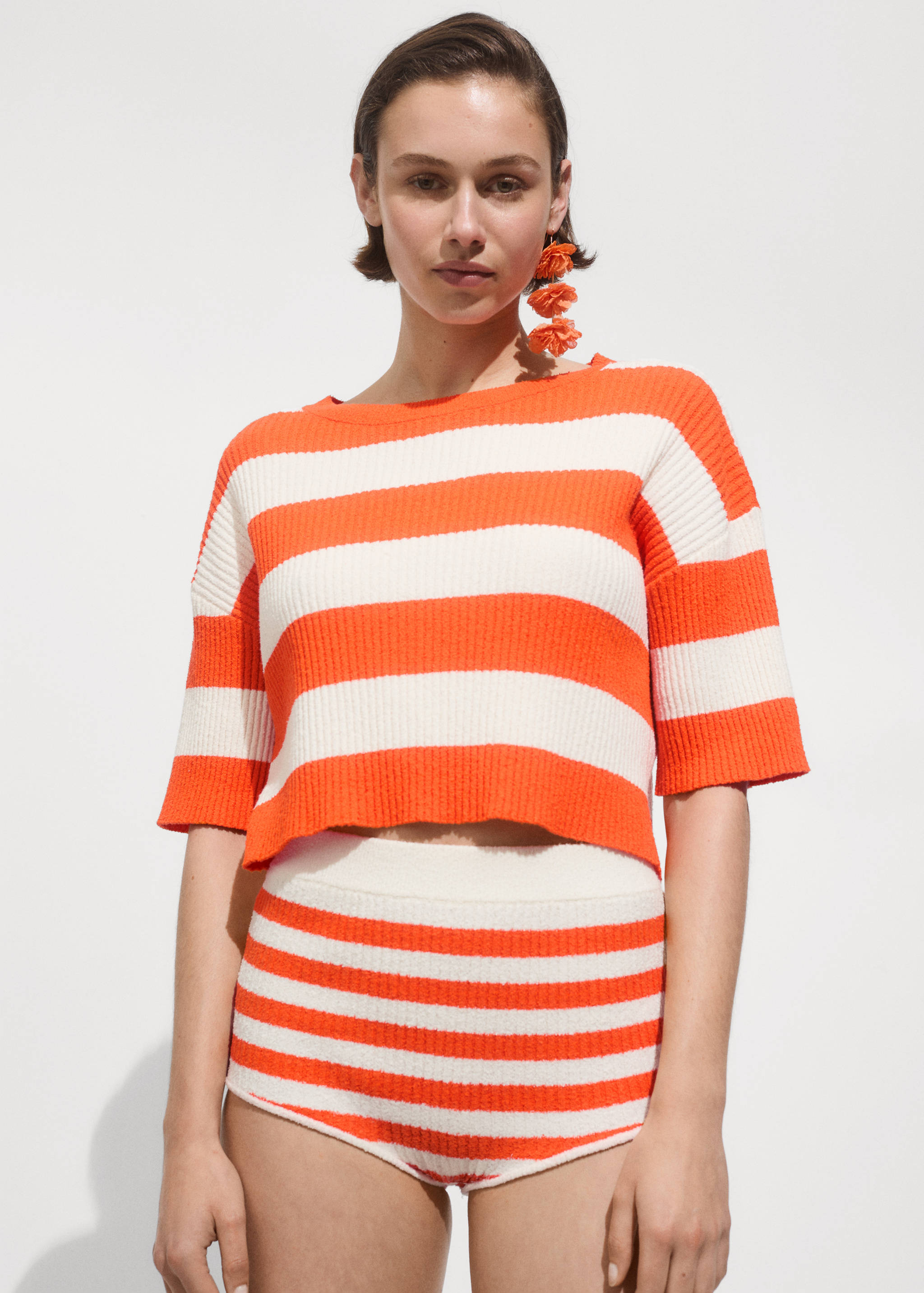 Short maille bouclette côtelée rayures - Détail de l'article 2