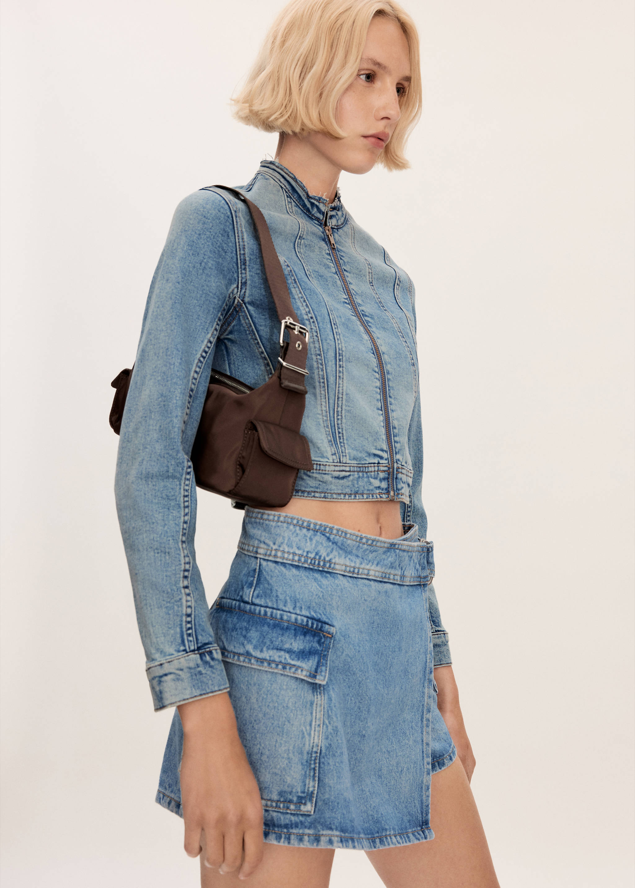 Denim skort - Medium plane