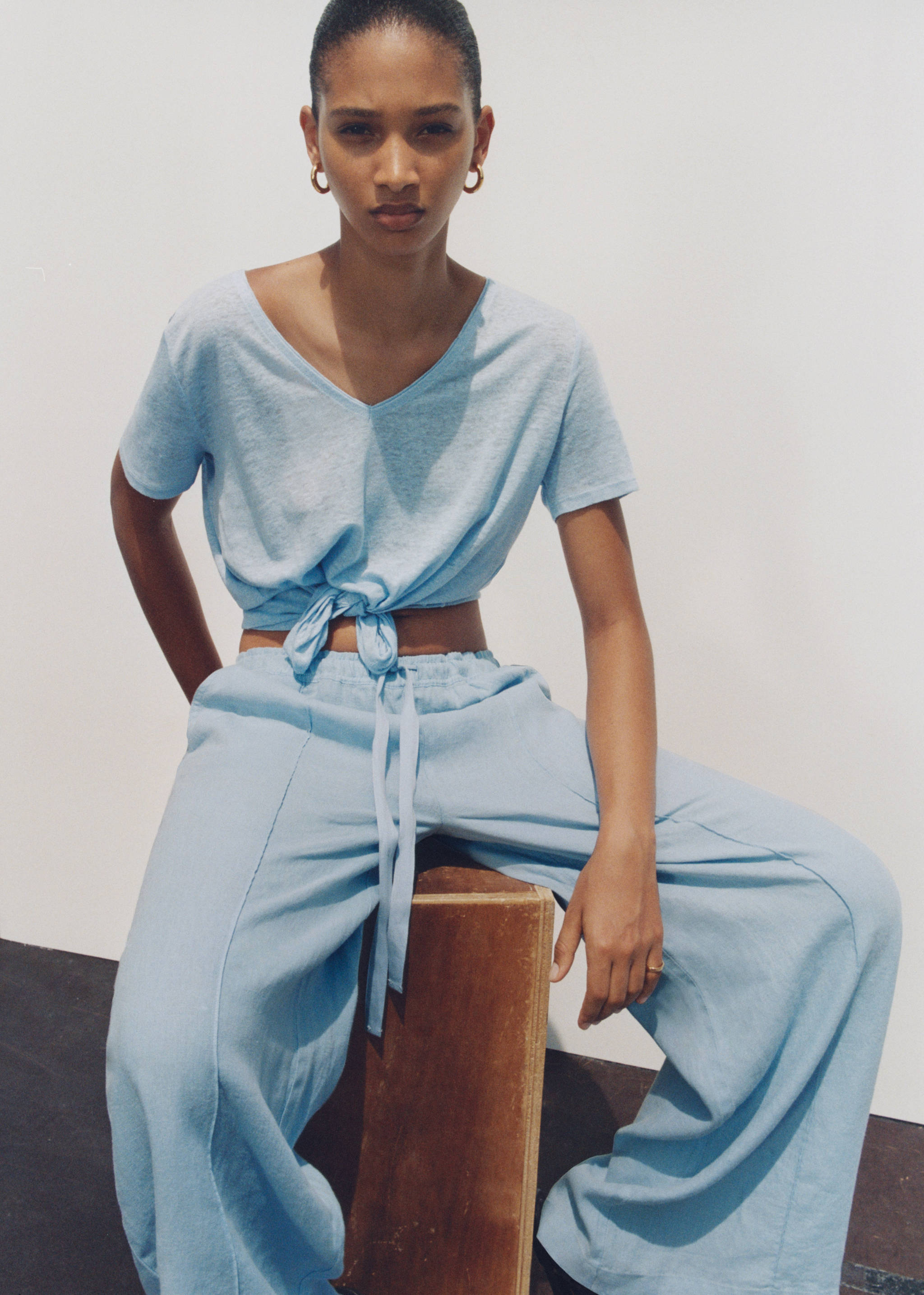 Wide leg linen trousers - Details of the article 6