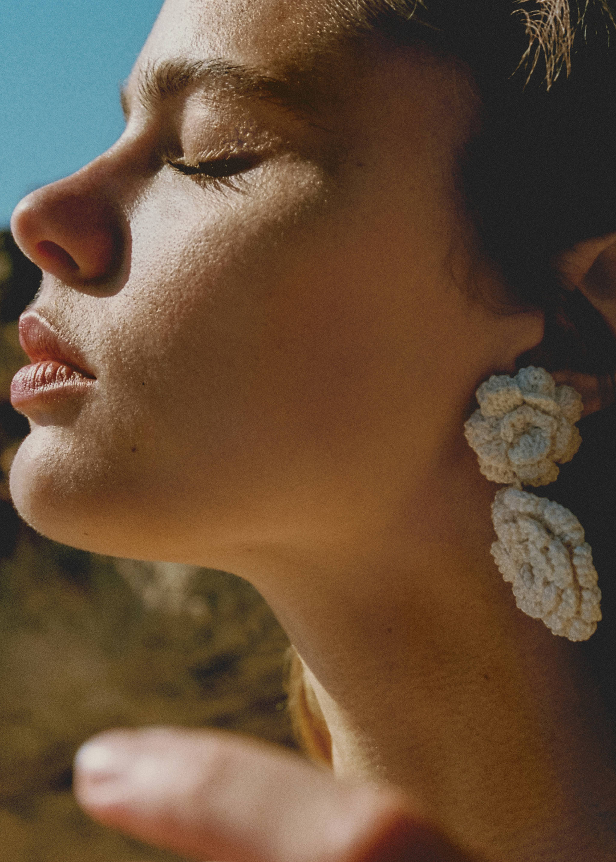 钩针编织花朵耳环 - null