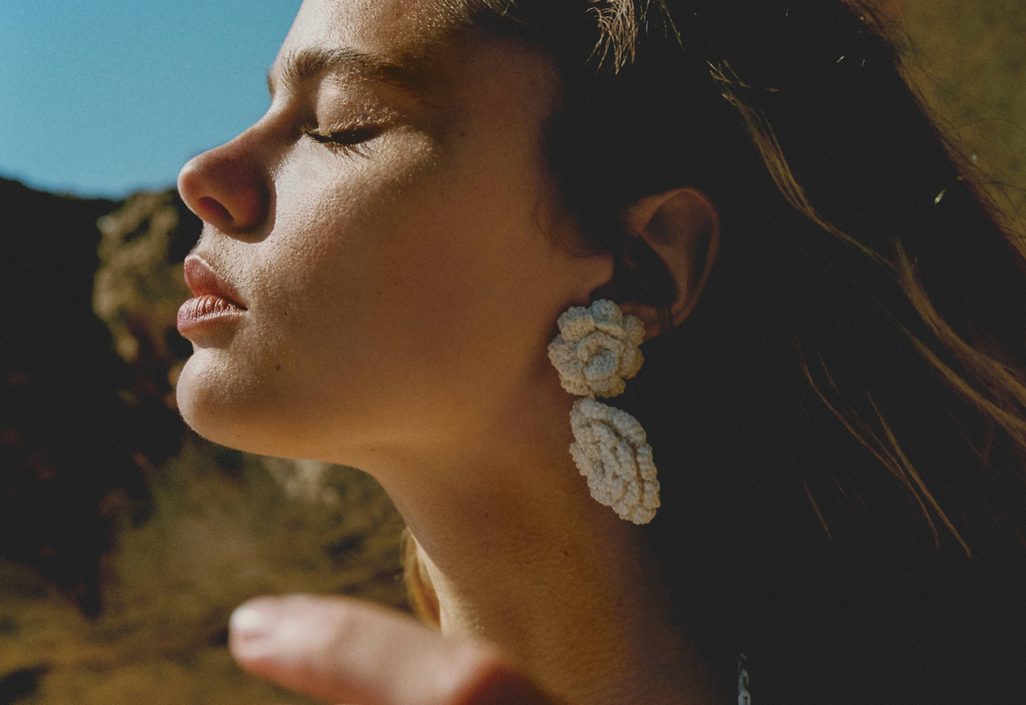 Crochet floral earrings - Panoramic plane