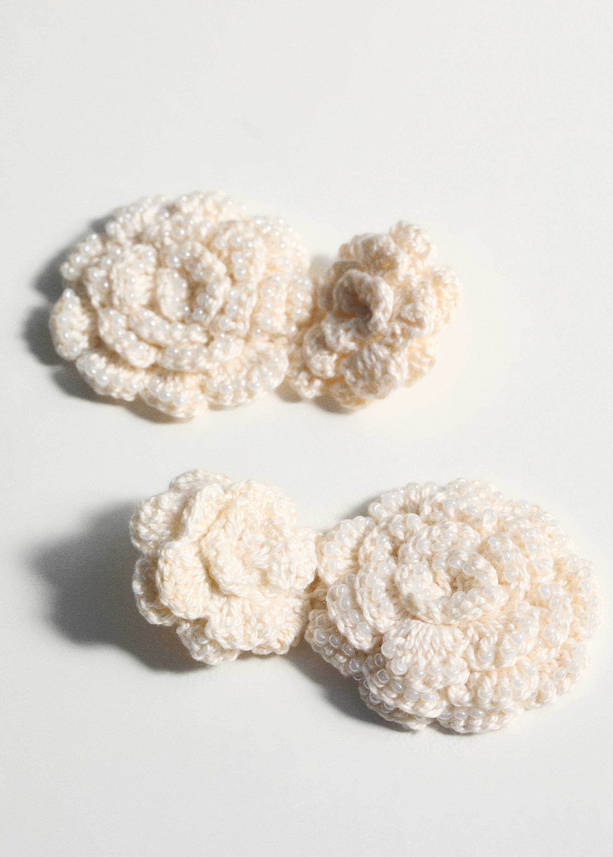 钩针编织花朵耳环 - null