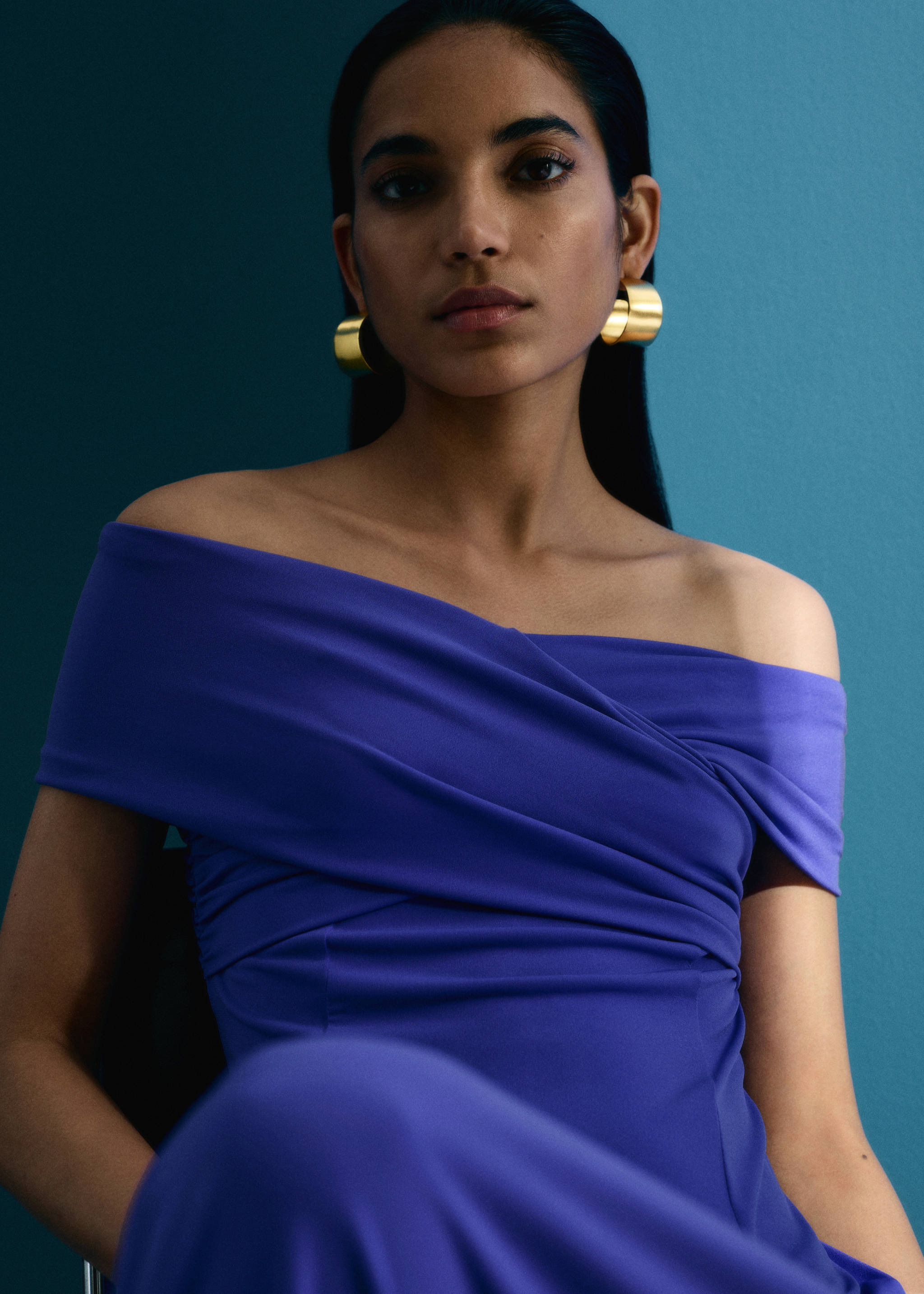 一字领连衣裙 - null