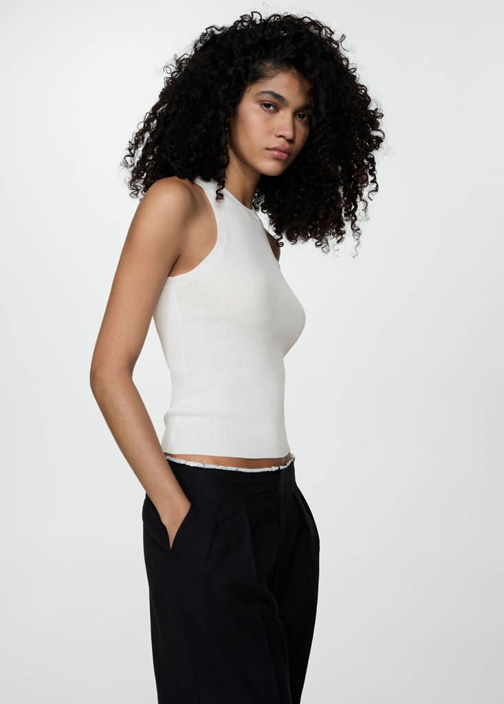 Ribbed knit top — Ecru