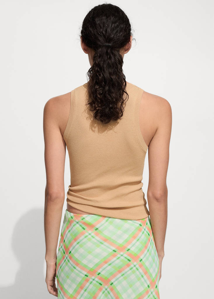 Ribbed knit top — Medium Brown
