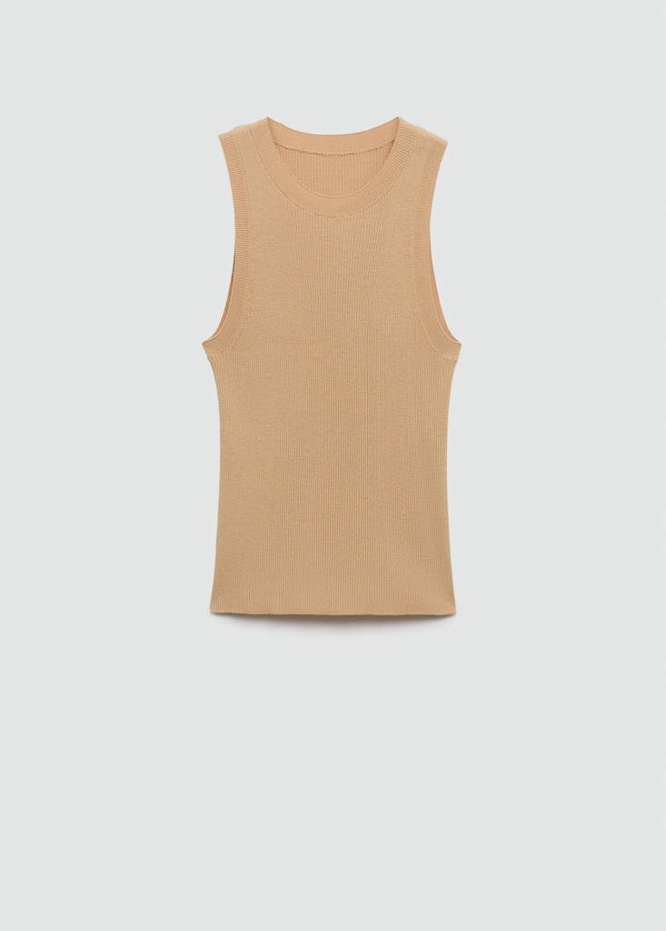 Ribbed knit top — Medium Brown