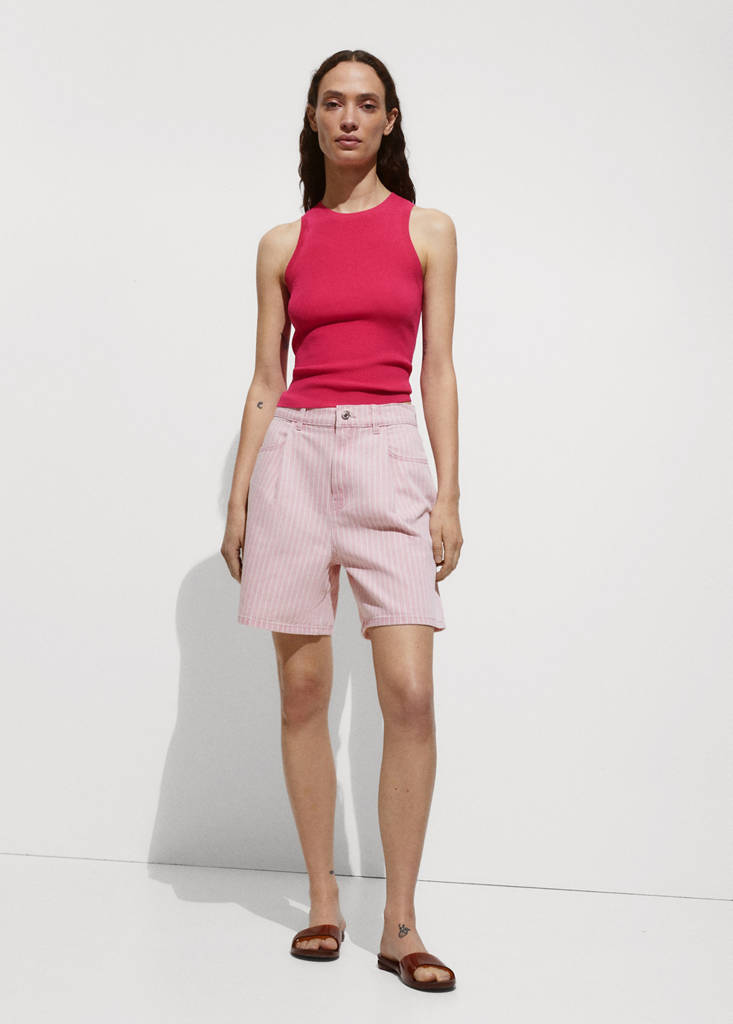 Ribbed knit top — Fuchsia