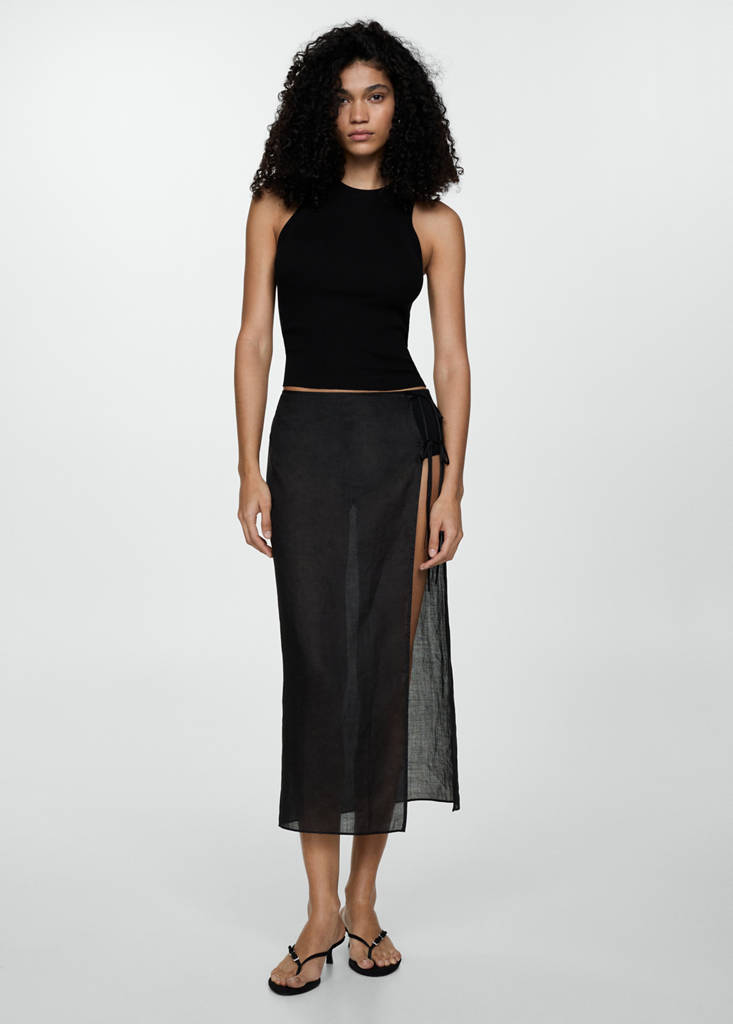 Ribbed knit top — Black