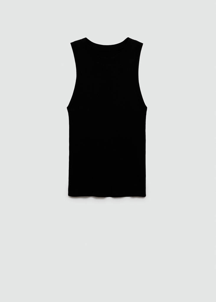 Ribbed knit top — Black