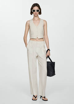 Straight striped trousers — Ecru 2