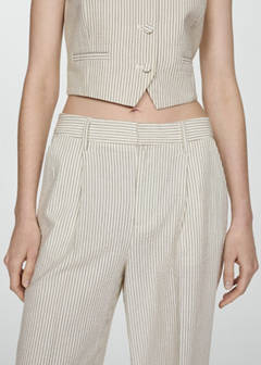 Straight striped trousers — Ecru 1