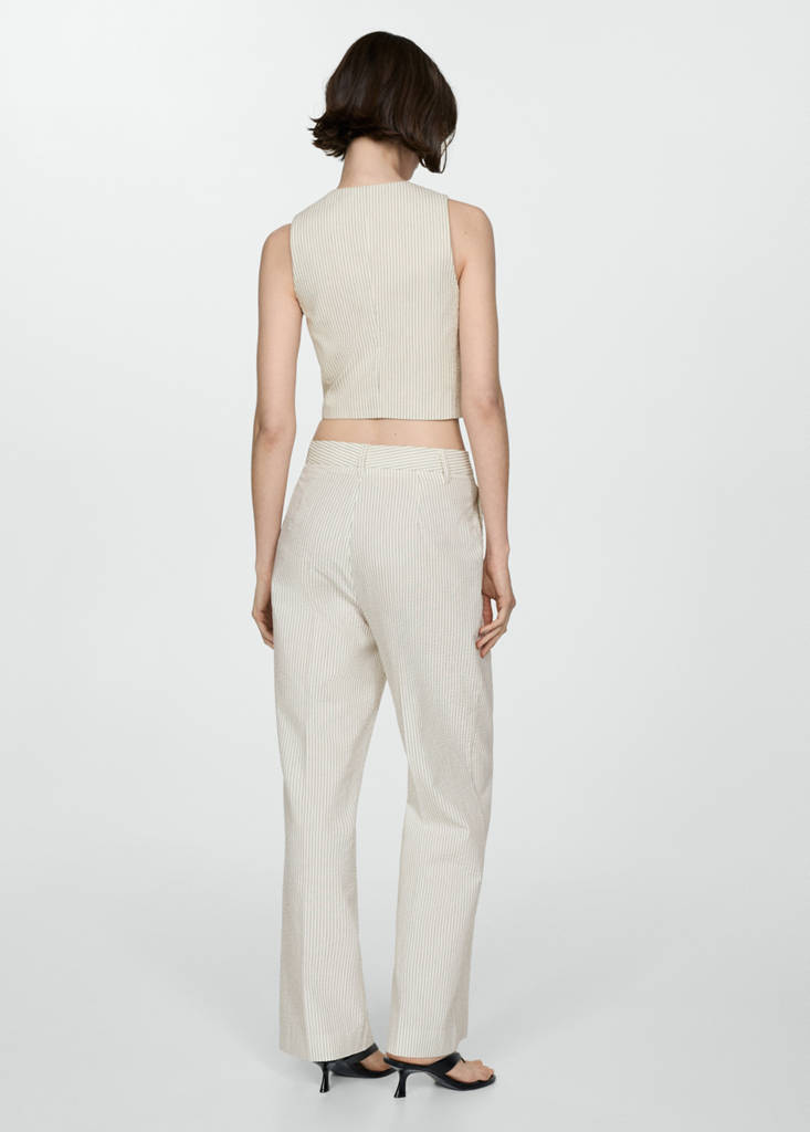 Straight striped trousers — Ecru