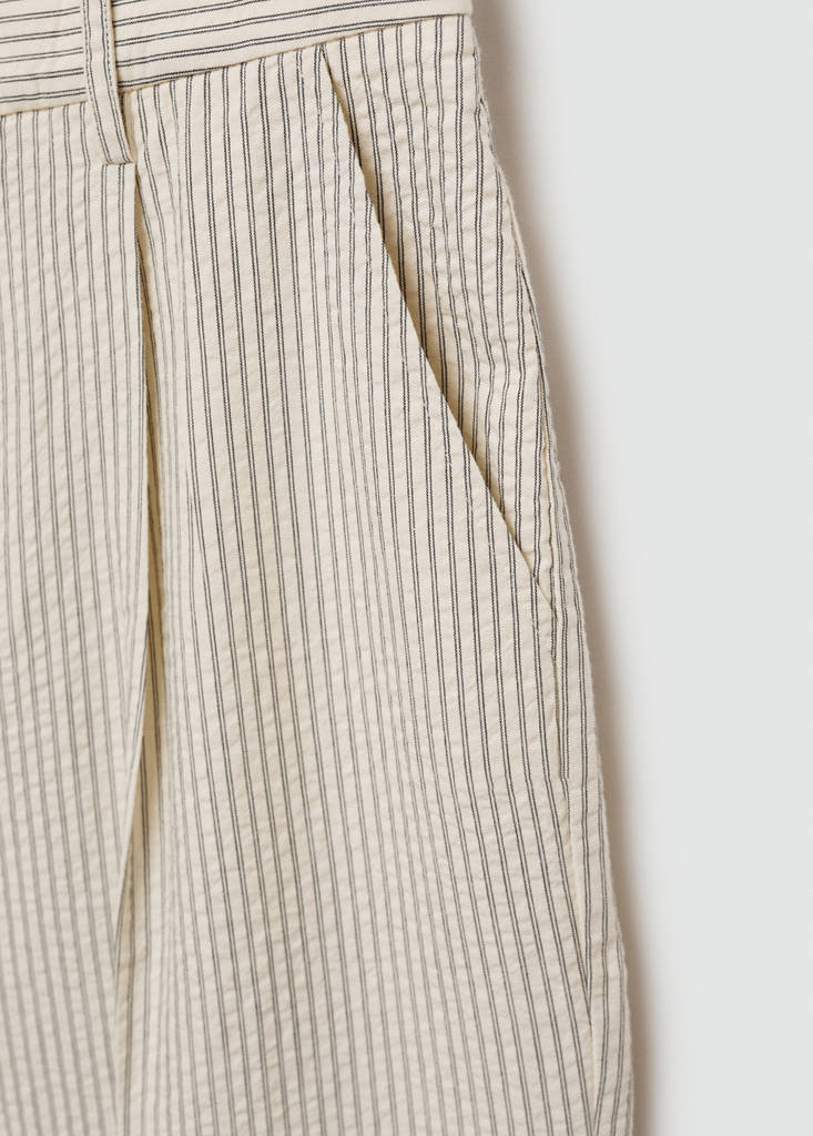 Straight striped trousers — Ecru