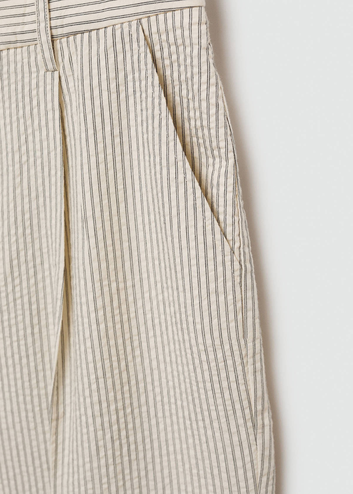 Straight striped trousers — Ecru