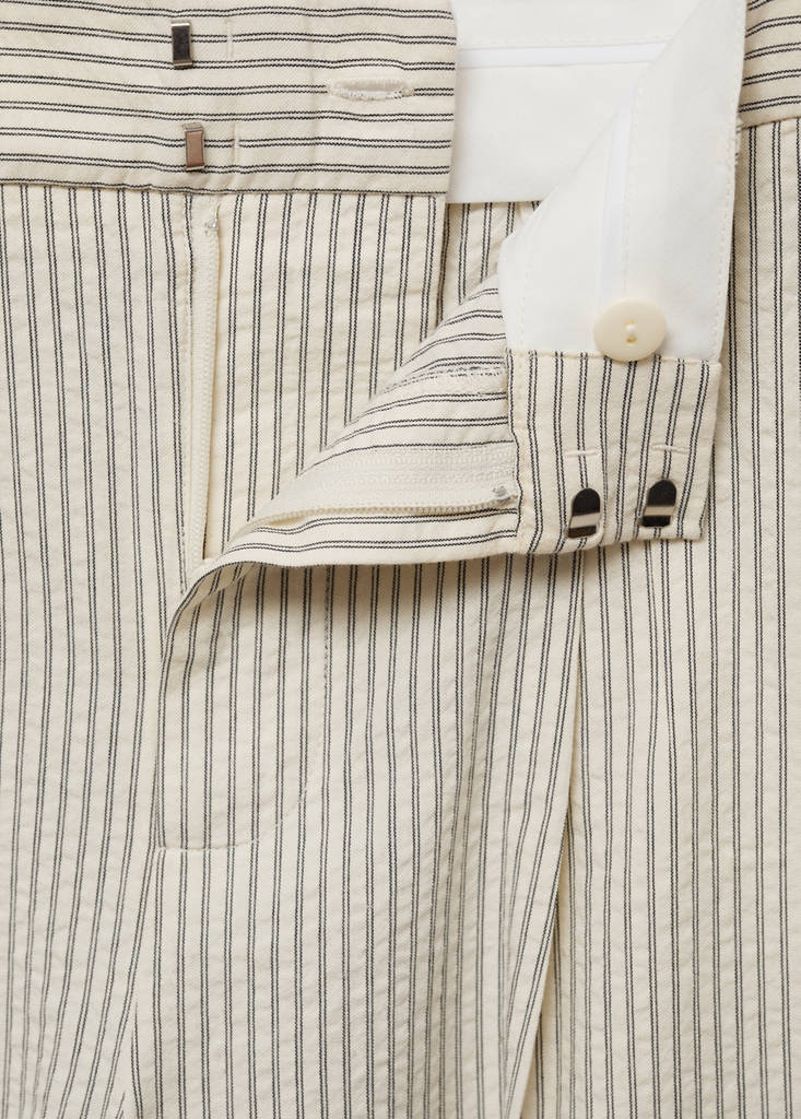 Straight striped trousers — Ecru