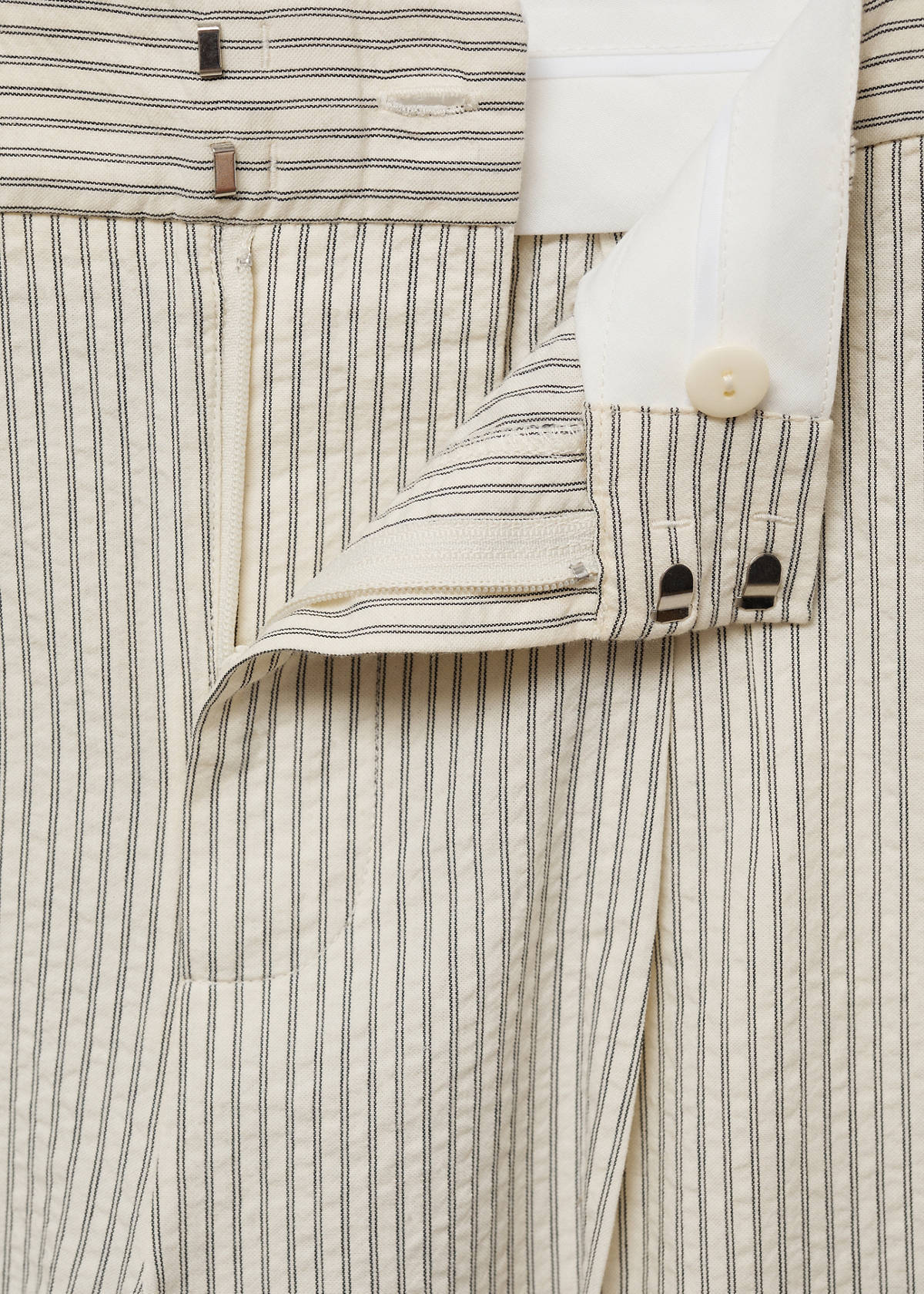 Straight striped trousers — Ecru