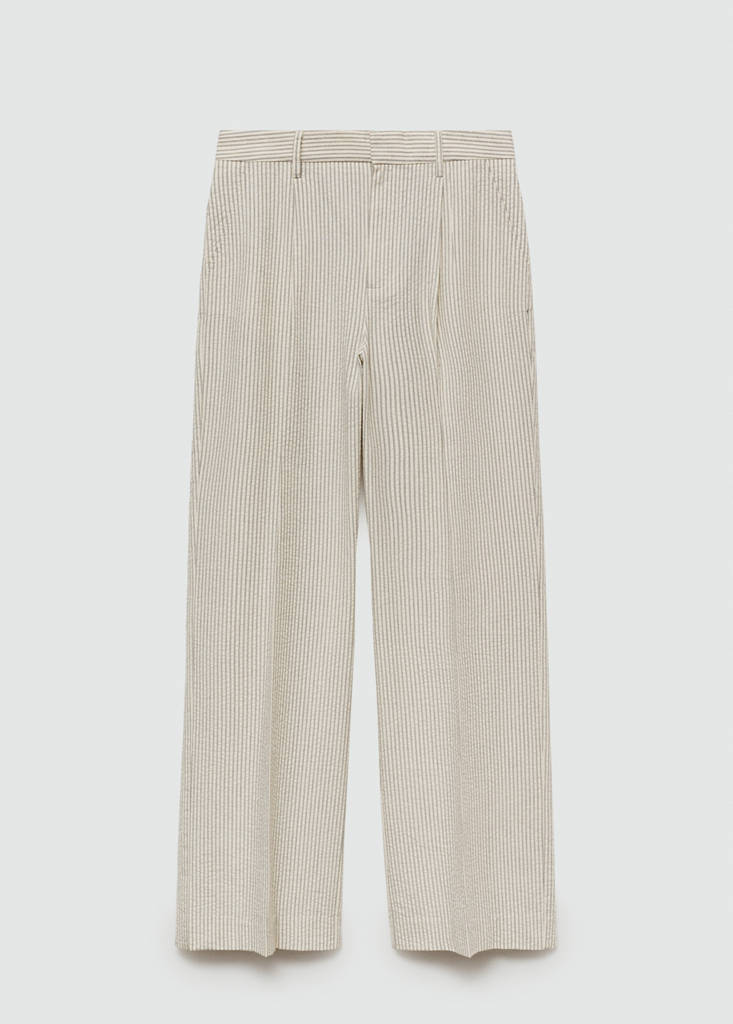Straight striped trousers — Ecru