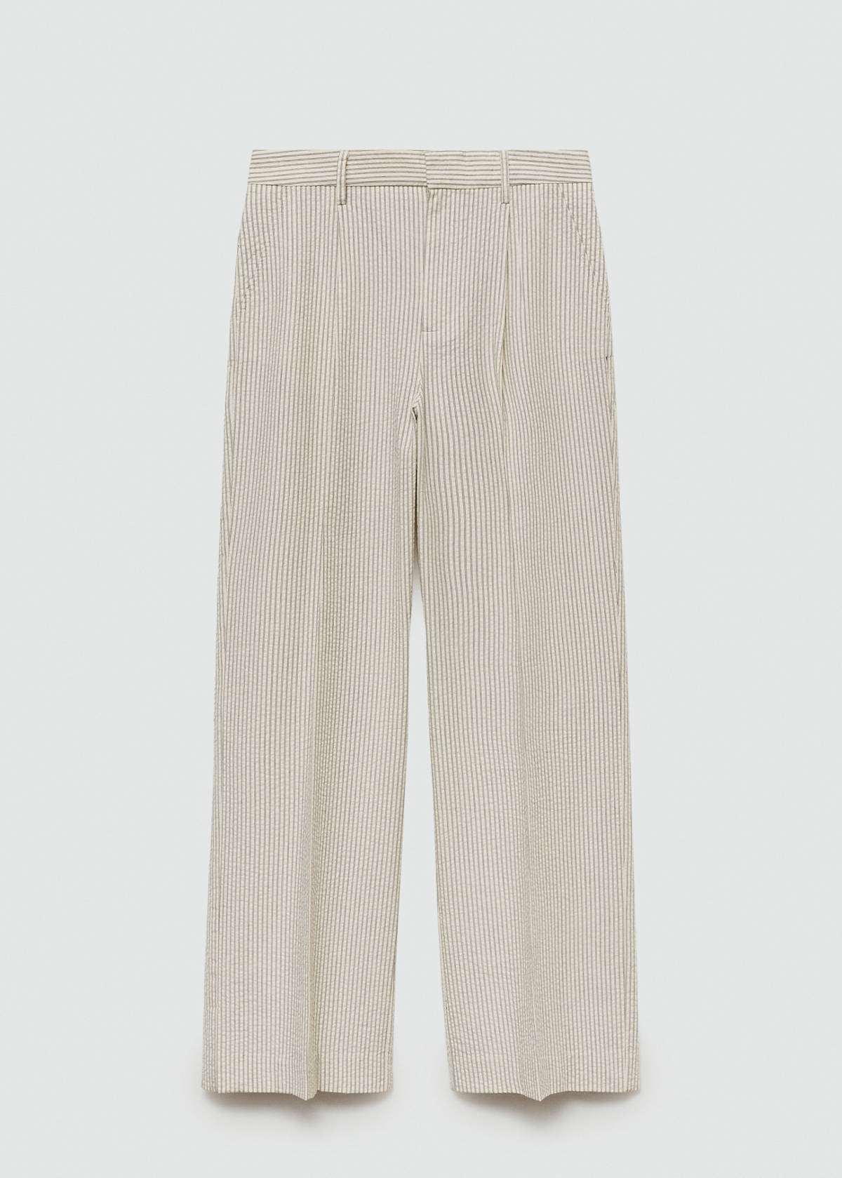 Straight striped trousers — Ecru