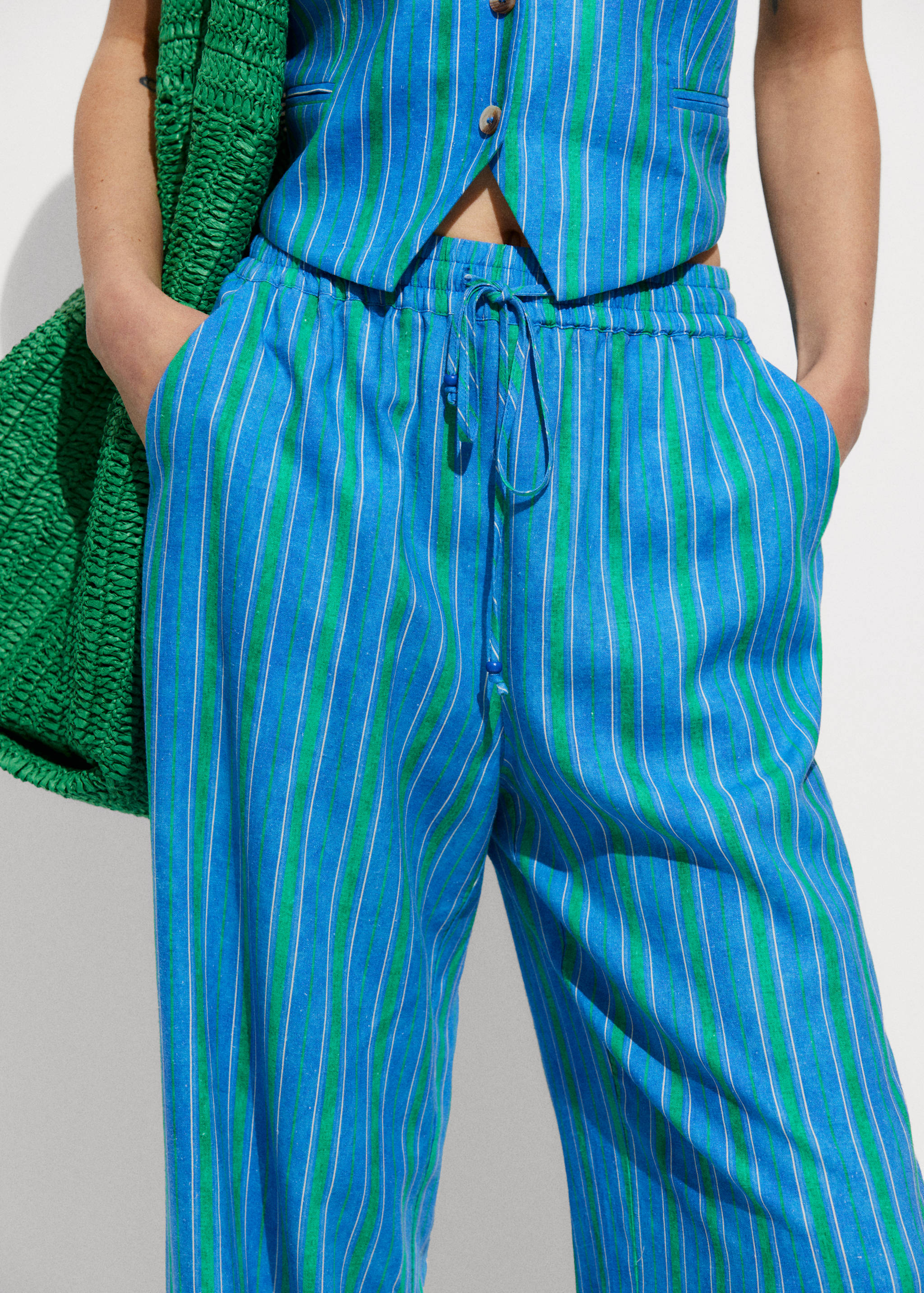 Linen stripe-printed trousers - Details of the article 6