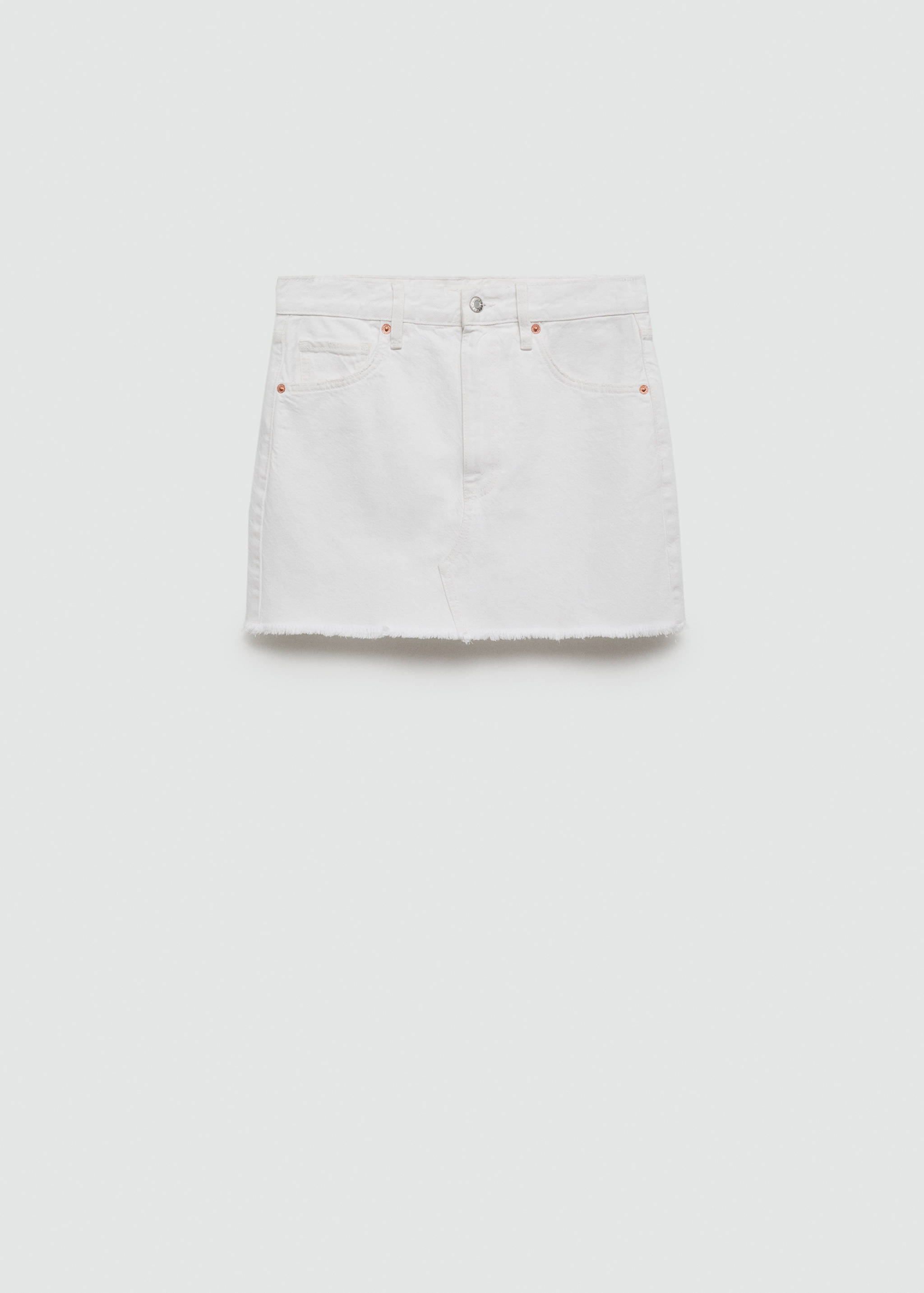 Denim miniskirt with frayed hem - Article without model