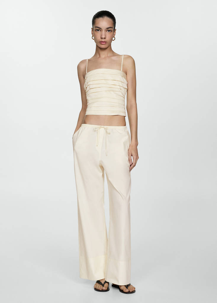 Cotton wide leg trousers