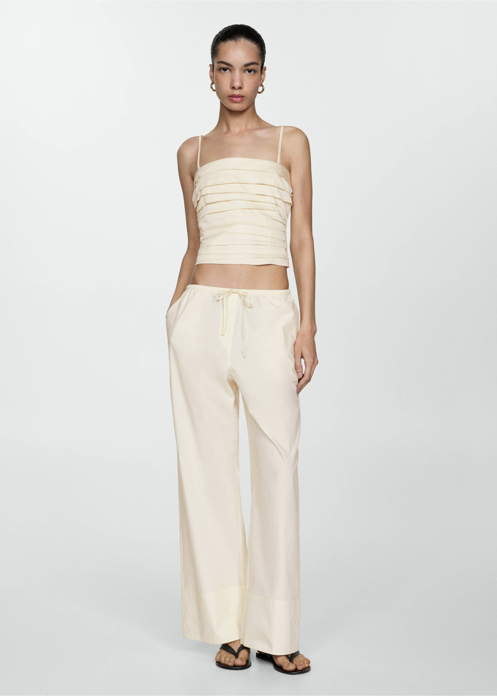 Cotton wide leg pants - General plane, Ecru. Ref: 77090368-00.