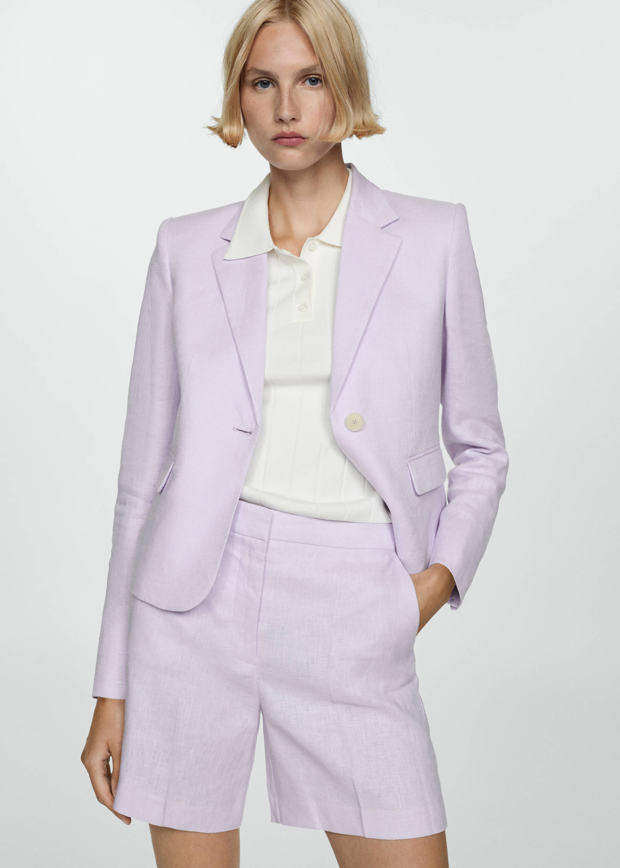 Straight-fit linen shorts - Medium plane