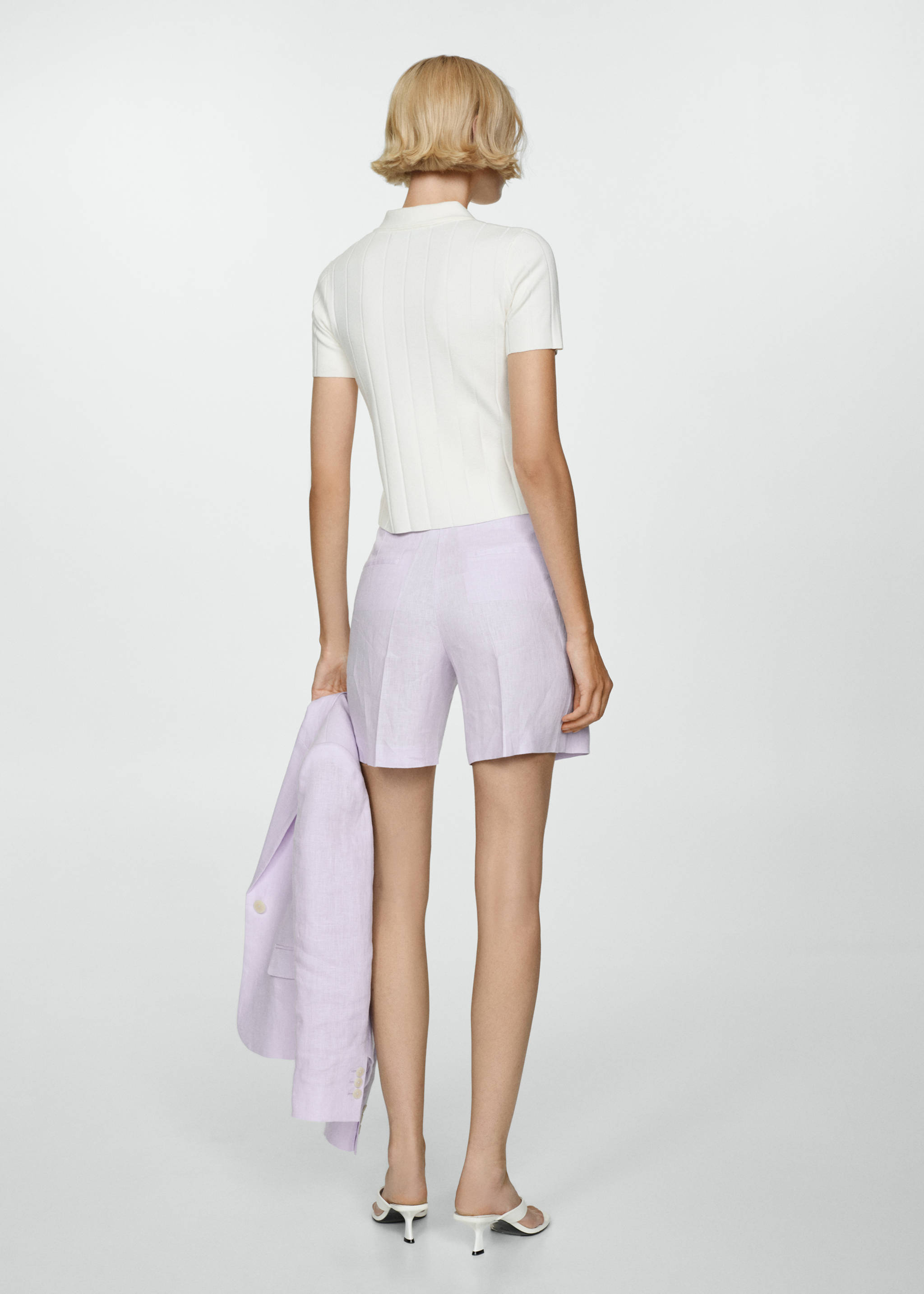 Straight-fit linen shorts - Reverse of the article