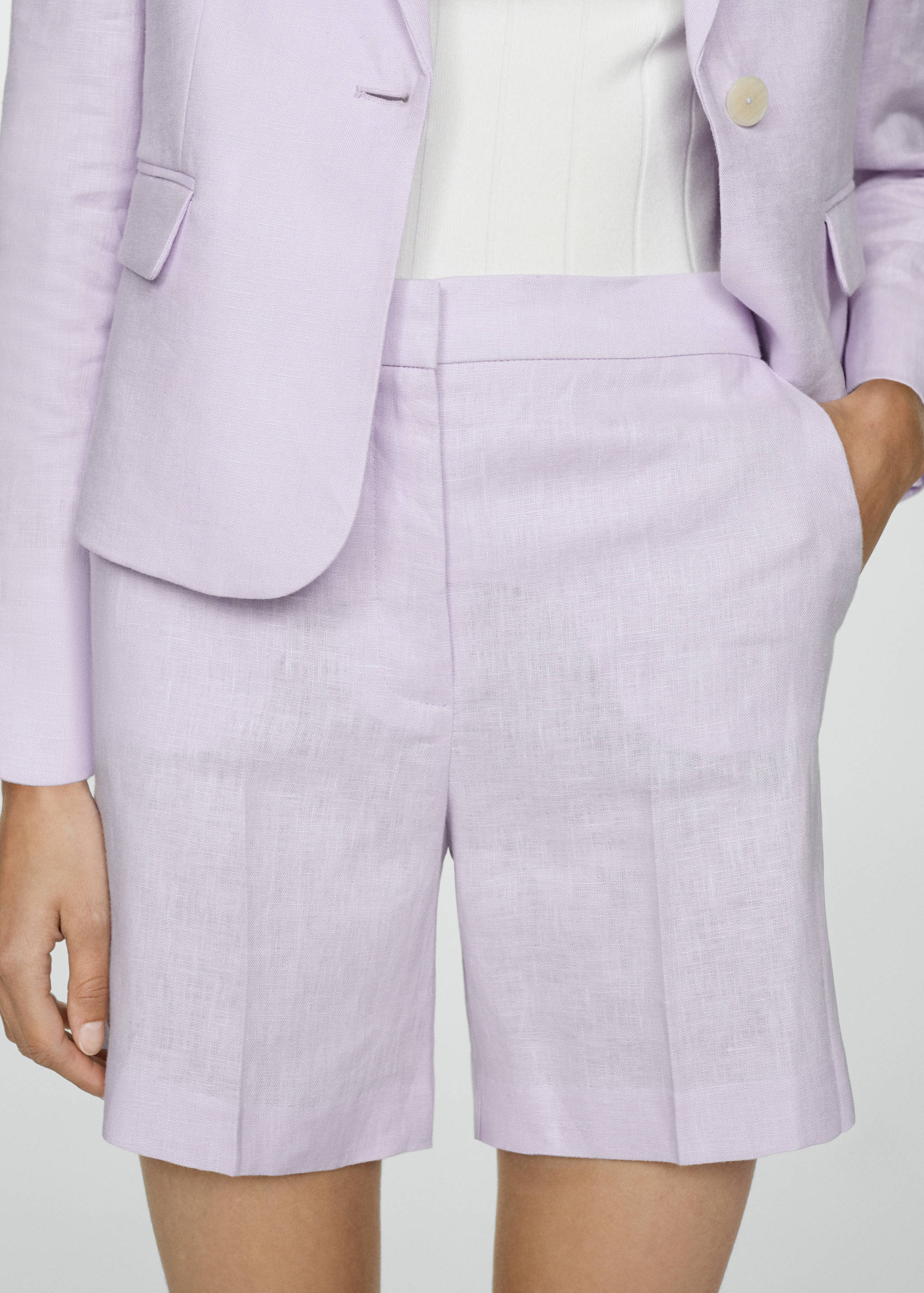 Straight-fit linen shorts - Details of the article 1