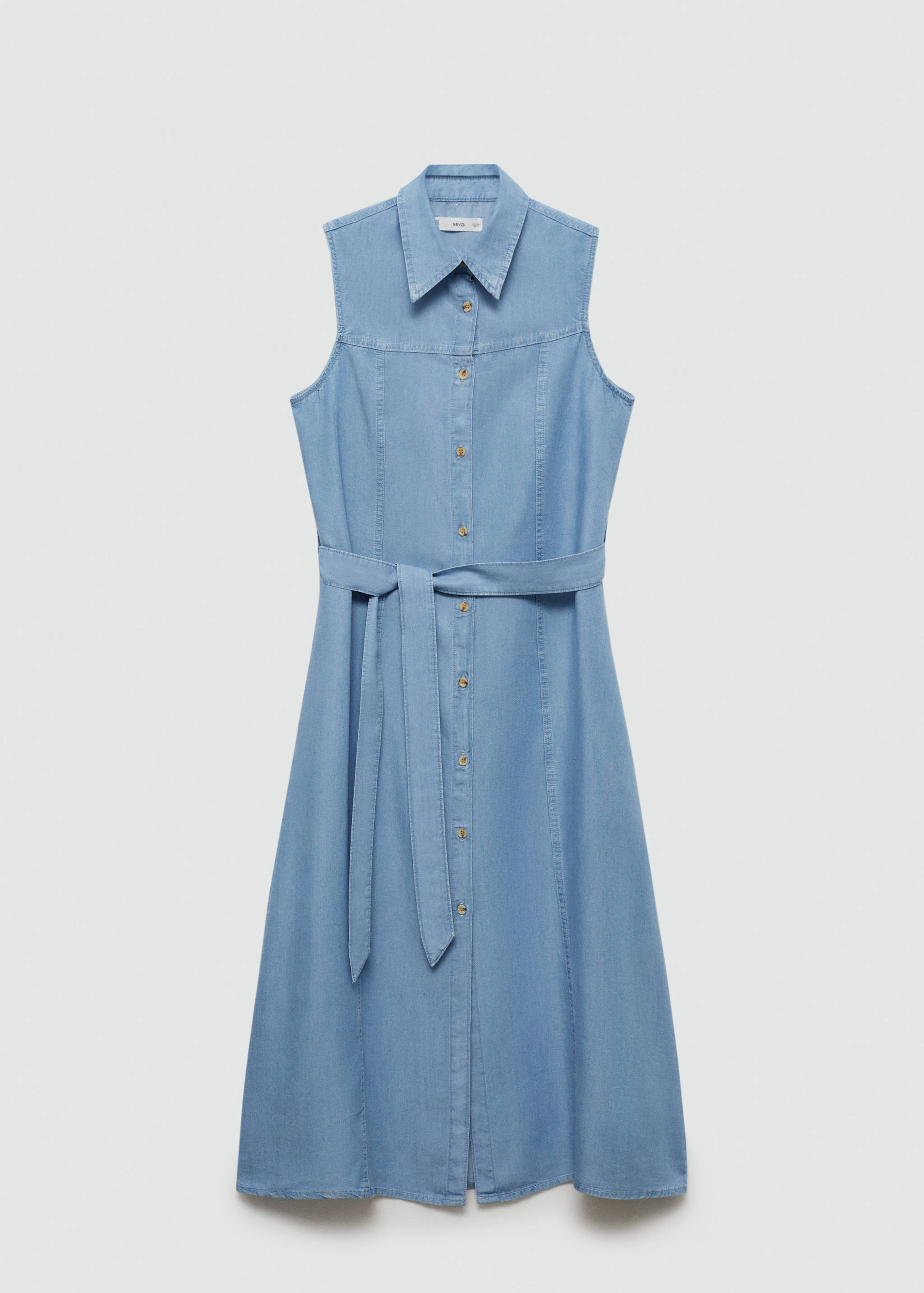 فستان على شكل قميص من اللايوسل بفيونكة - منتج دون نموذج