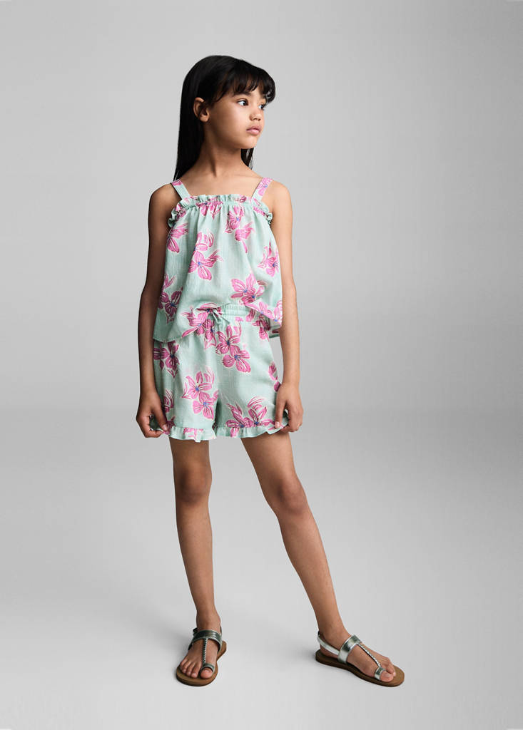 Floral cotton shorts — Turquoise