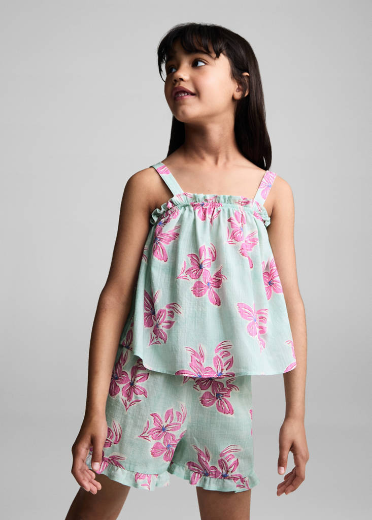 Floral cotton shorts — Turquoise