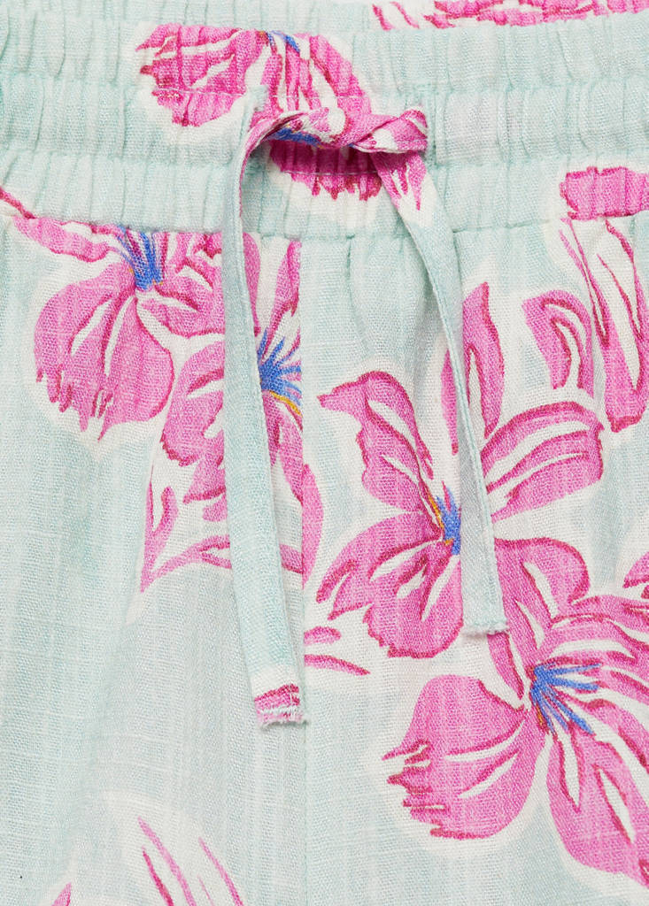 Floral cotton shorts — Turquoise