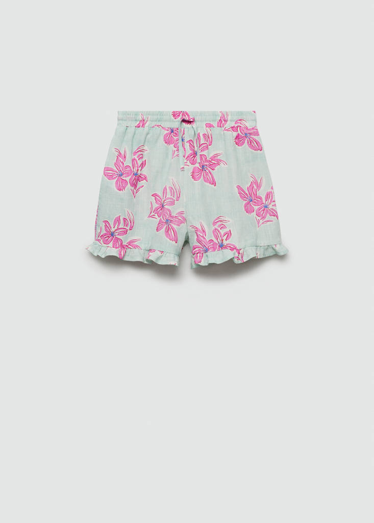 Floral cotton shorts — Turquoise