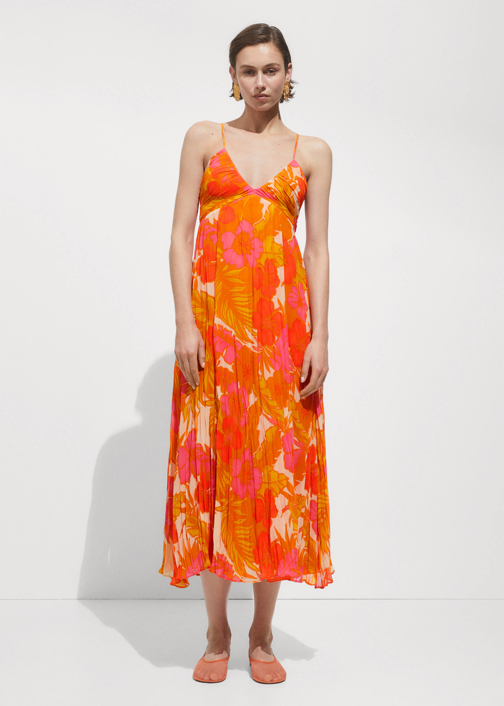 Printed dress with draped detail - General plane