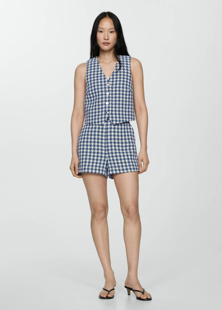 Houndstooth gilet — Blue