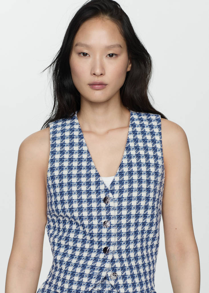 Houndstooth gilet — Blue