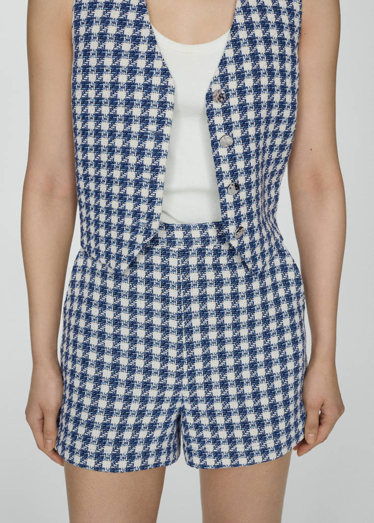 Houndstooth gilet — Blue