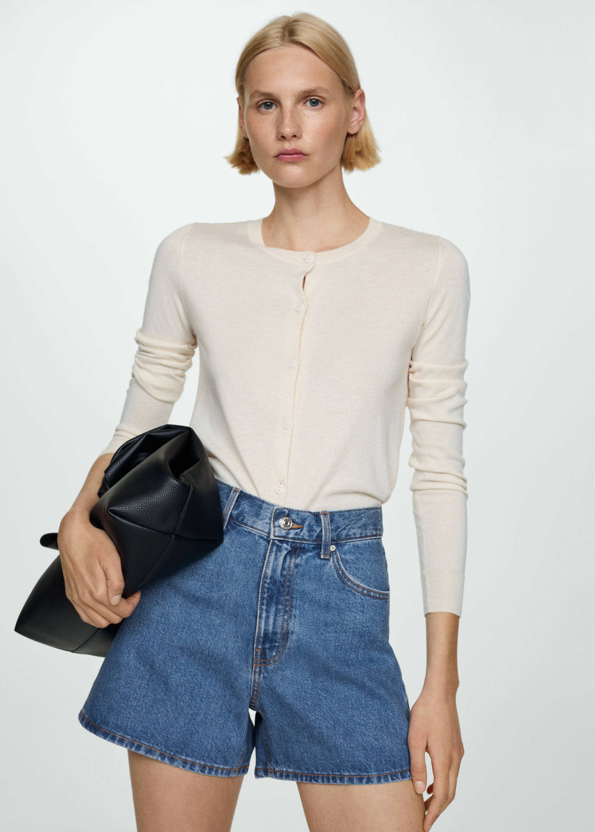 Short jean taille haute - Plan moyen