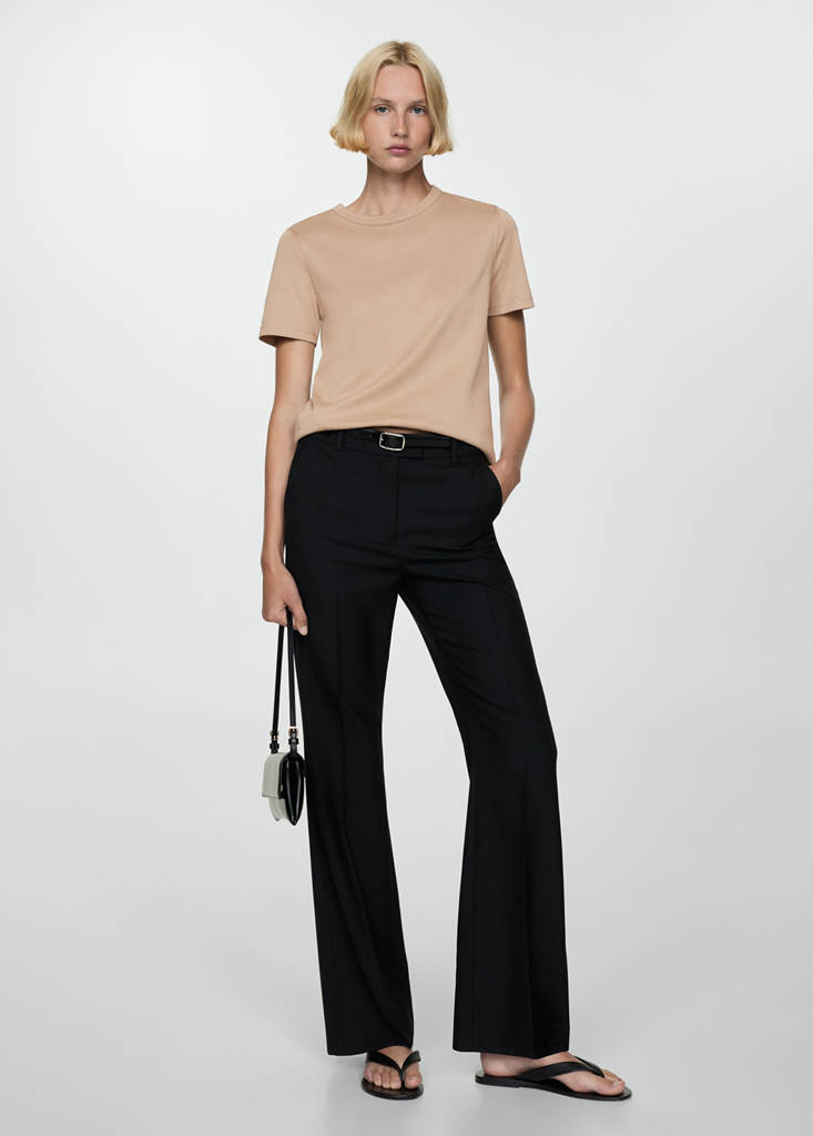 Short-sleeved cotton t-shirt — Beige