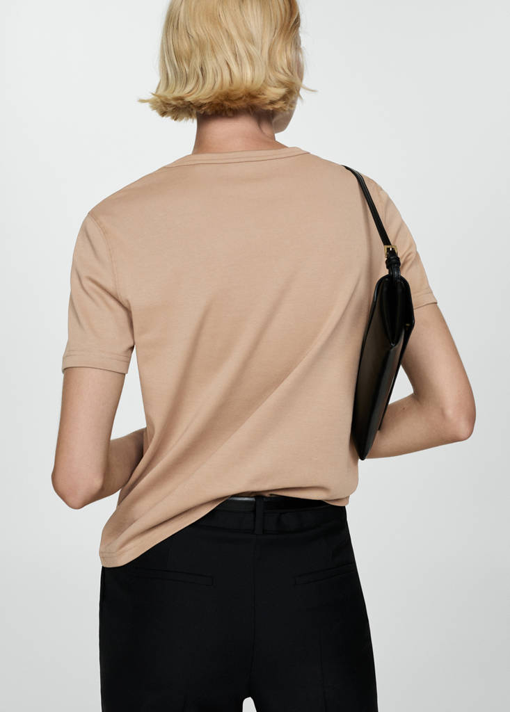 Short-sleeved cotton t-shirt — Beige
