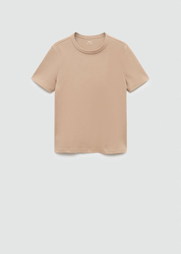 Short-sleeved cotton t-shirt — Beige