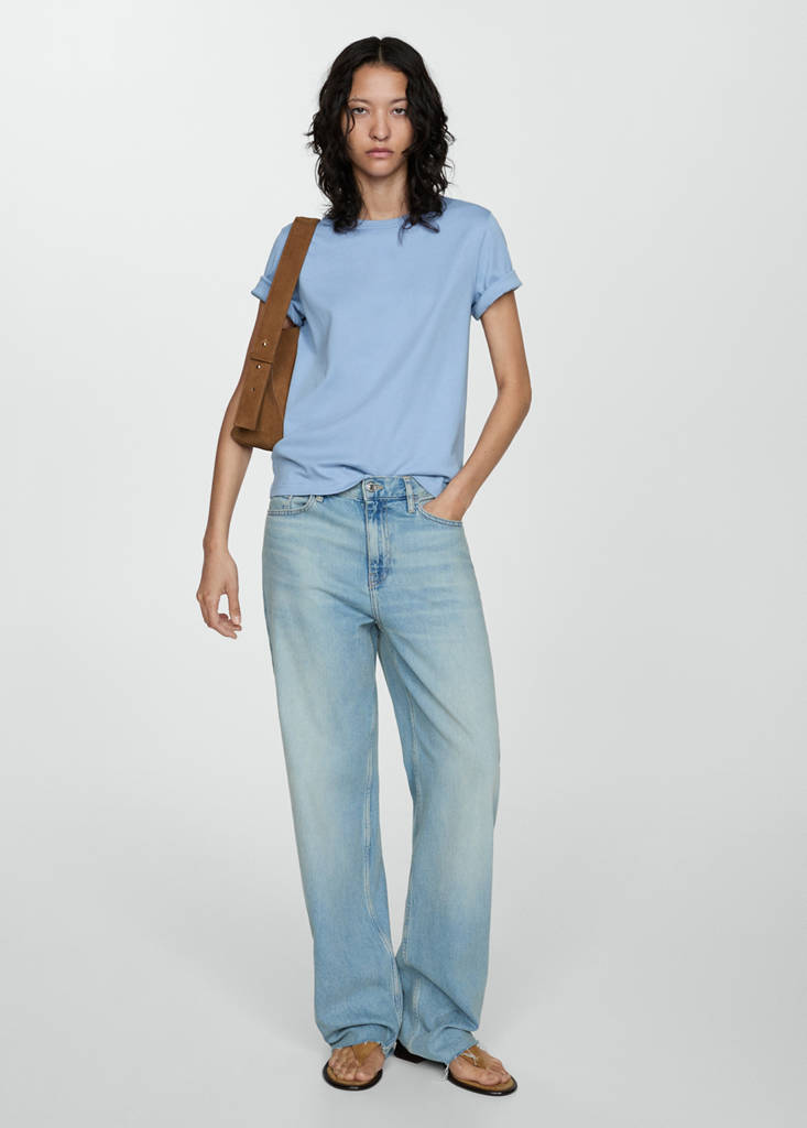 Short-sleeved cotton t-shirt — Sky Blue