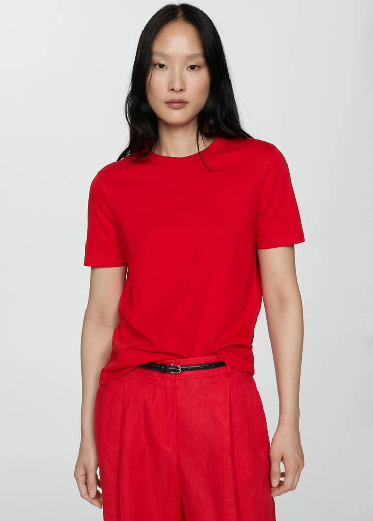Short-sleeved cotton t-shirt — Red