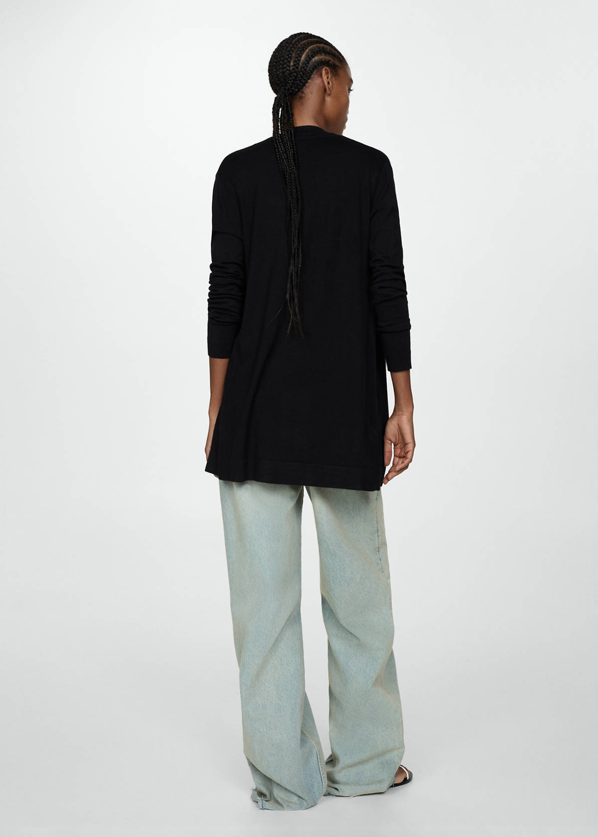 Fine-knit cardigan — Black