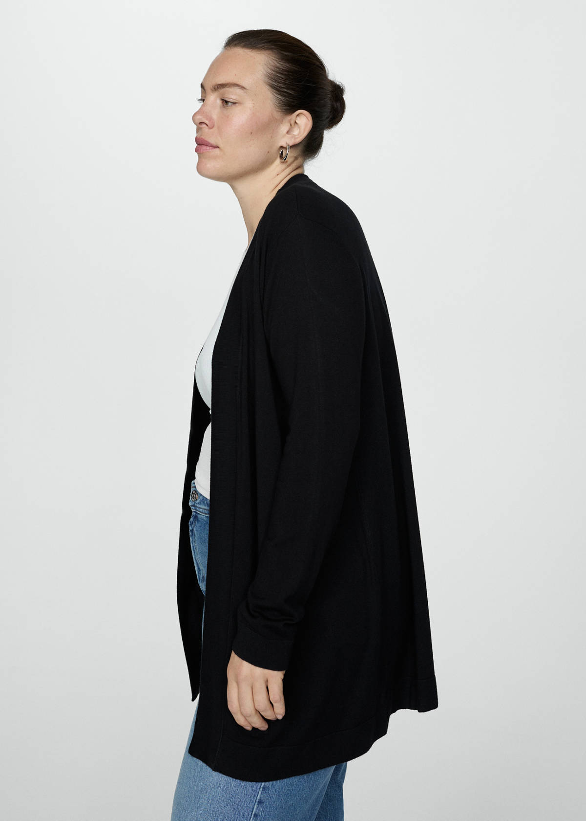 Fine-knit cardigan — Black