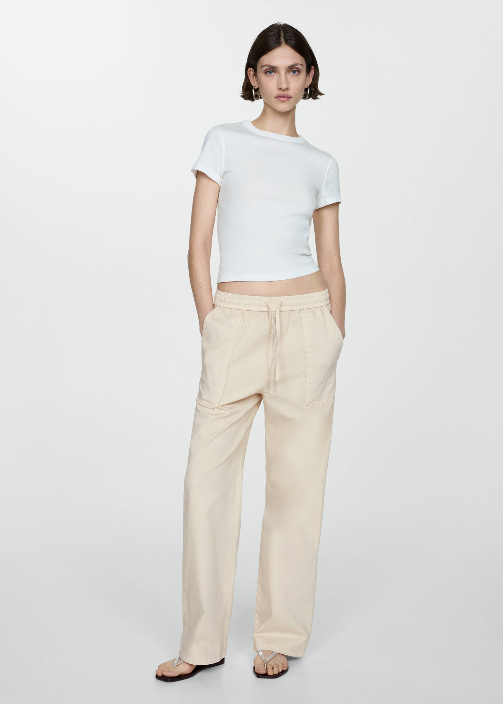 Elastic waist cotton trousers - General plane
